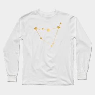 Capricorn Zodiac Constellation in Gold Long Sleeve T-Shirt